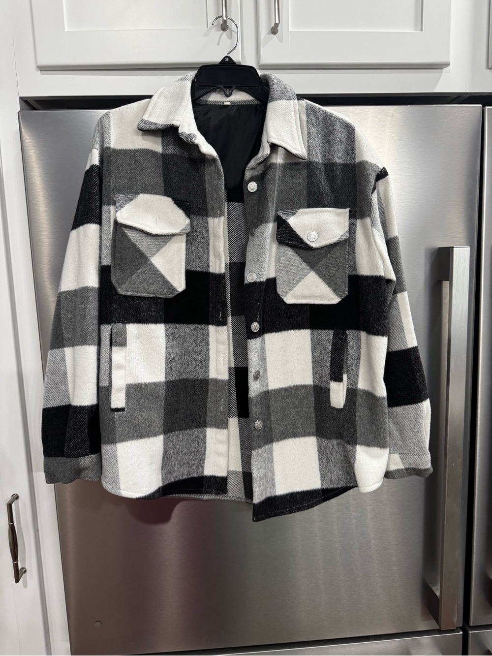 Men's Black & White Plaid Shacket Jacket